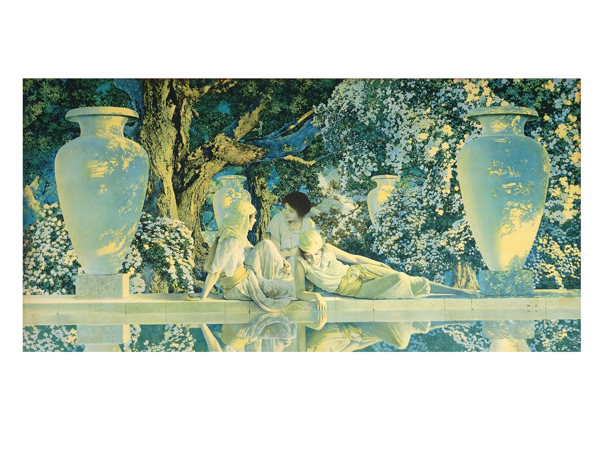 MAXFIELD PARRISH GARDEN OF ALLACH PRINT, CA 1918 PIC-1